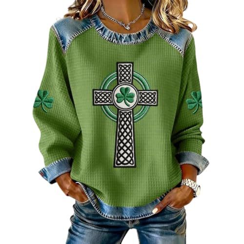 Women's Cross & Clover Print Crewneck Sweatshirt