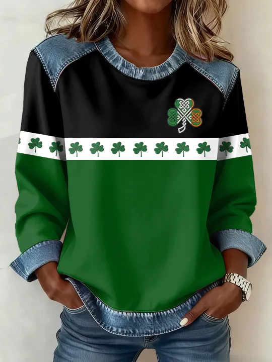 Women's Iris Floral Print Crewneck Sweatshirt