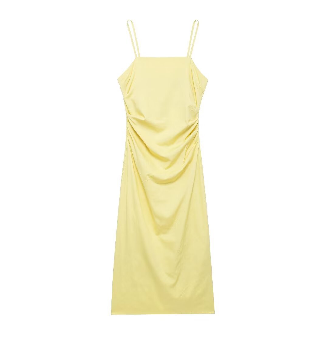 Women's Draped Midi Dress Sleeveless High Waist Bodycon