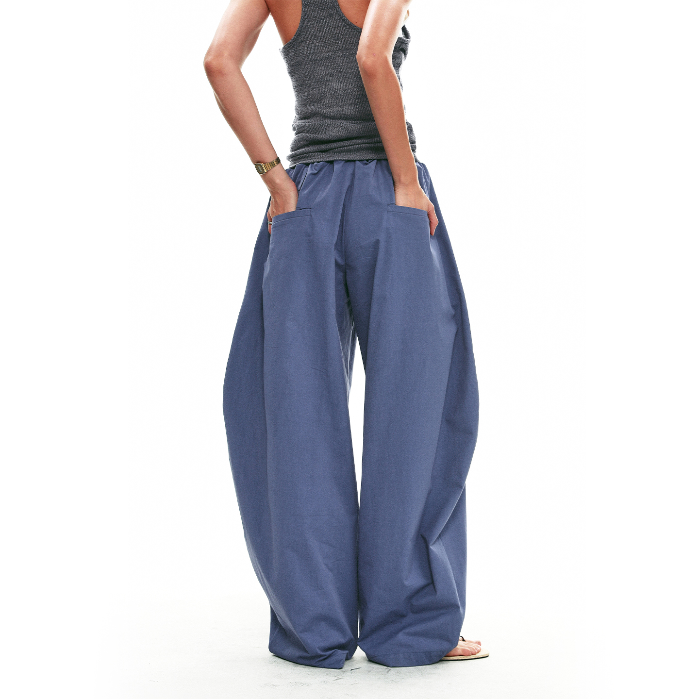 Women's French Style Balloon Pants High Waist Pleated Loose Fit