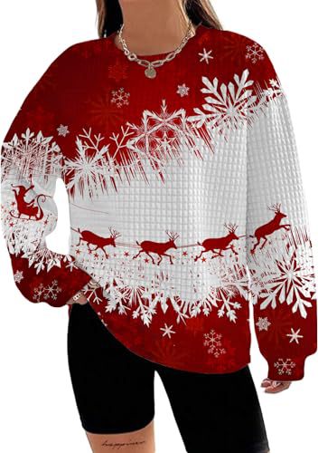 Women's Snowman Reindeer Heart Letter Print Crewneck Sweatshirt