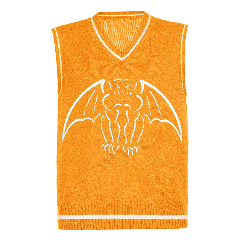 Deep V-Neck Batwing Sleeve Knit Vest