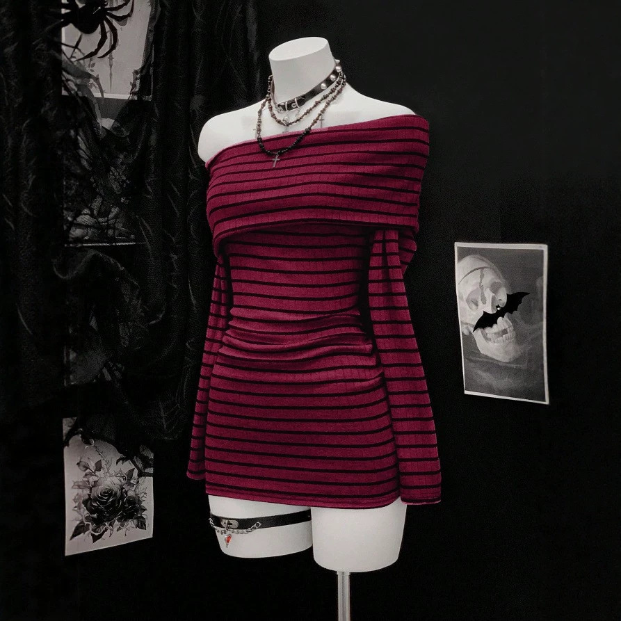 Striped Long-Sleeve Bodycon Mini Dress