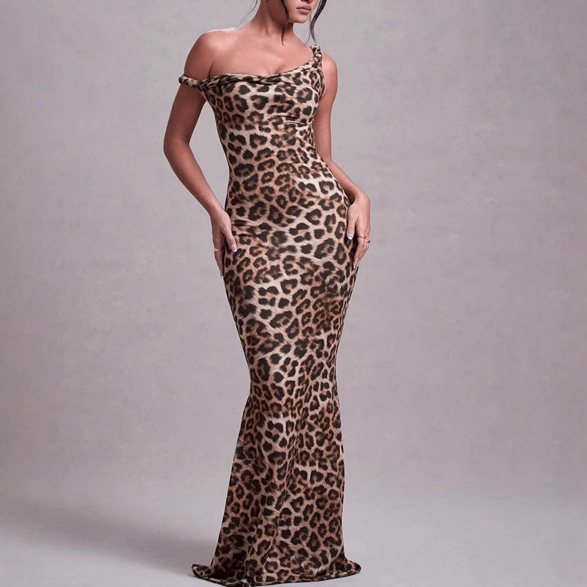Leopard Print Knot Cutout Bodycon Cami Dress