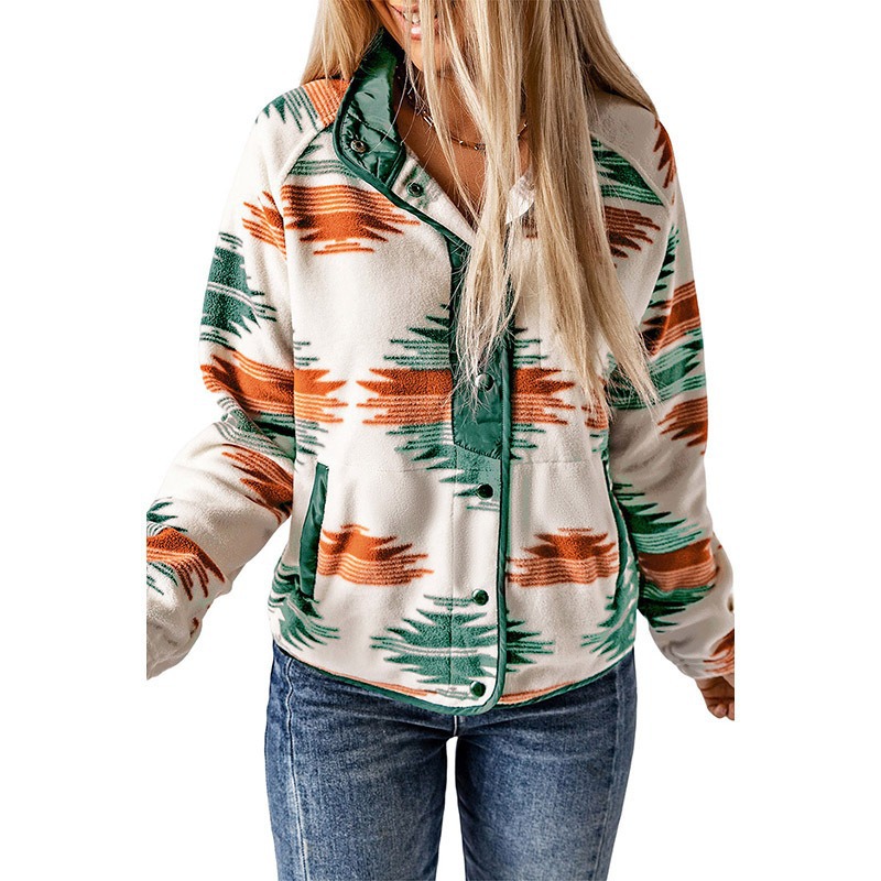 Women's Colorblock Faux Fur Jacket with Lapel Collar