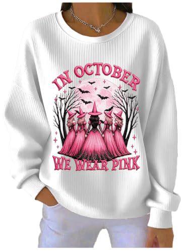 Halloween Bat Witch Print Crewneck Long-Sleeve Pullover Sweatshirt