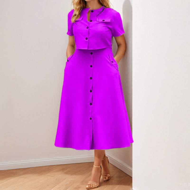 Women's Solid Color Top and Long Skirt Set