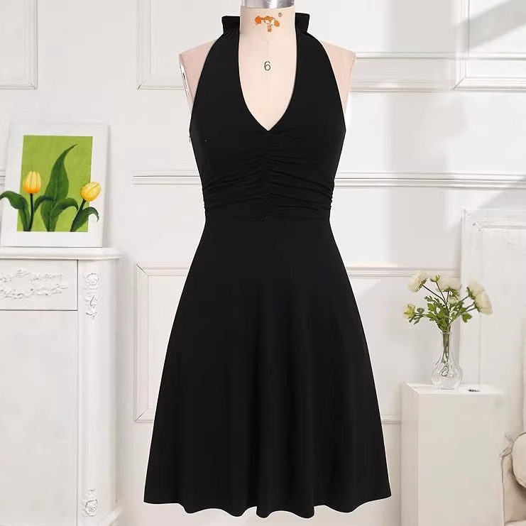 Women's Floral Halter V-Neck A-Line Short Dress
