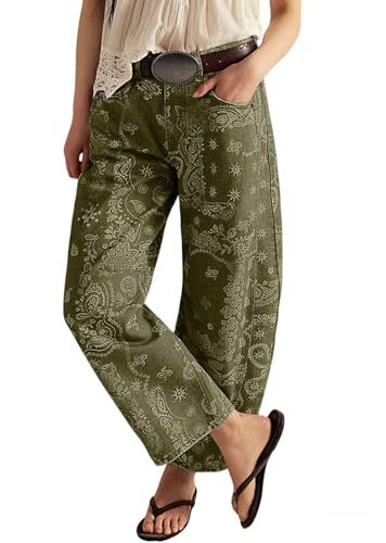 Women's Paisley Print Straight-Leg Casual Pants