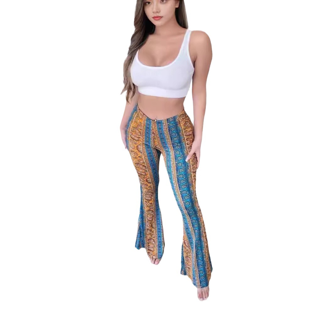 Bohemian Print High-Stretch Skinny Flare Pants