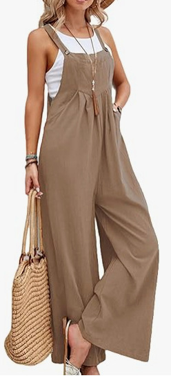 Women's Solid Color Casual Straight-Leg Overalls Vintage Style