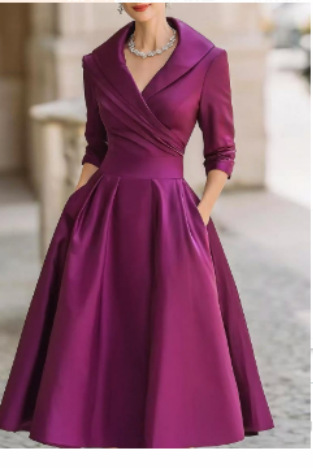 Women's Faux Suede Long Sleeve High Waist Midi Dress