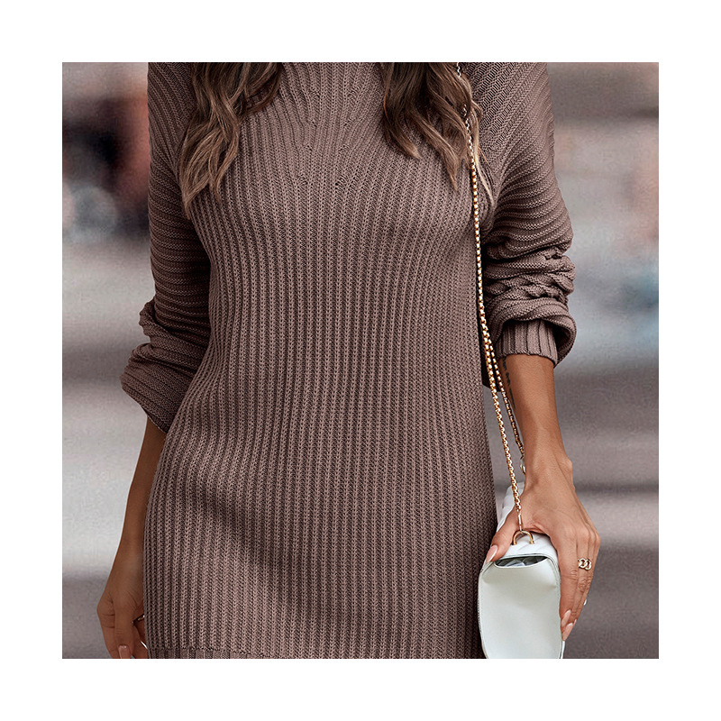 Women's French Style Slim-Fit Long Knit Sweater Dress
