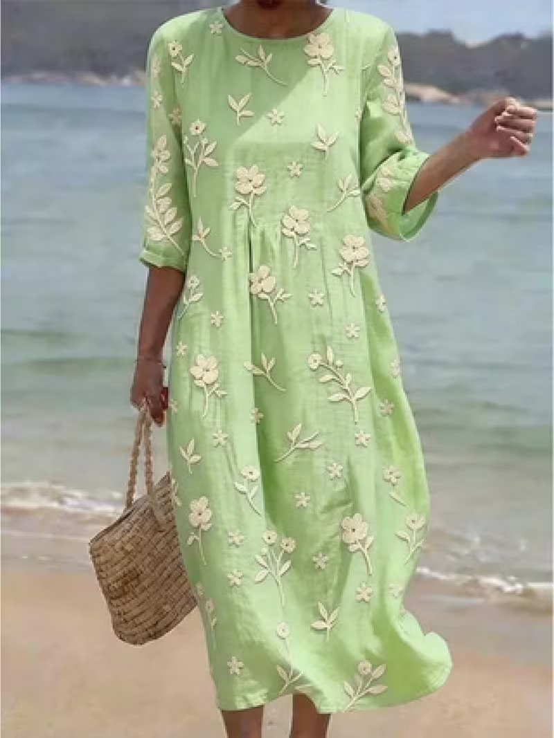 Women's Floral Print Ruched Midi Dress
