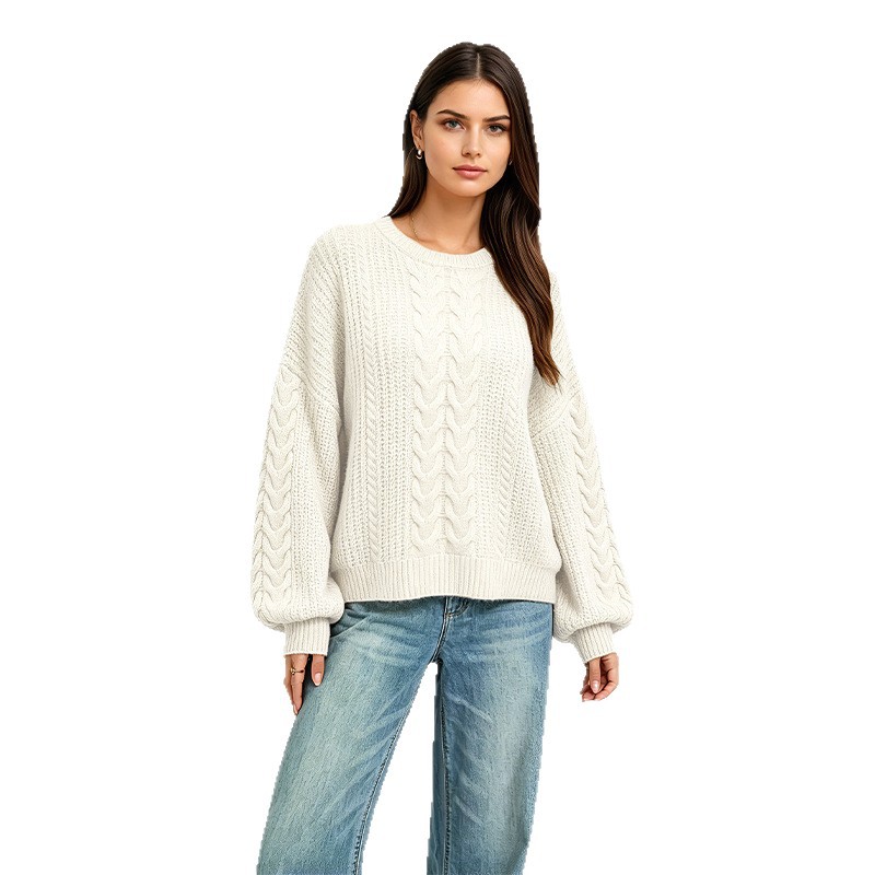 Women's Crewneck Cable-Knit Pullover Sweater