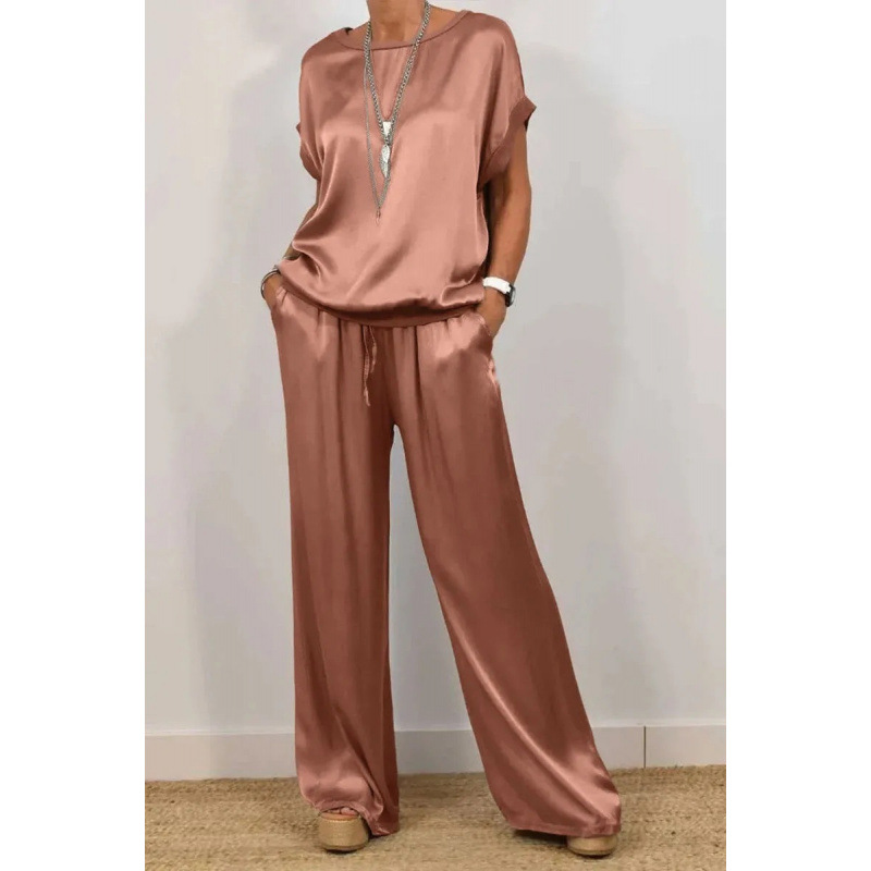 Women's Casual Loose T-Shirt & Wide-Leg Pants Set