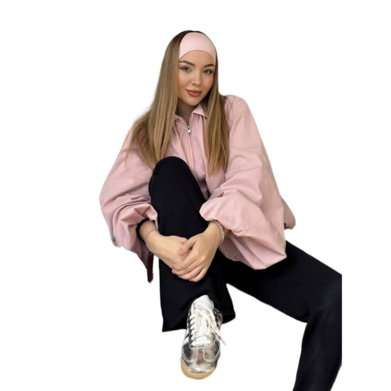 Women's Collared Balloon Sleeve Bomber Jacket