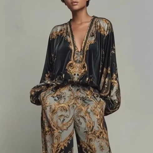 Unisex 3D Print Long Sleeve Top & Pants Loungewear Set