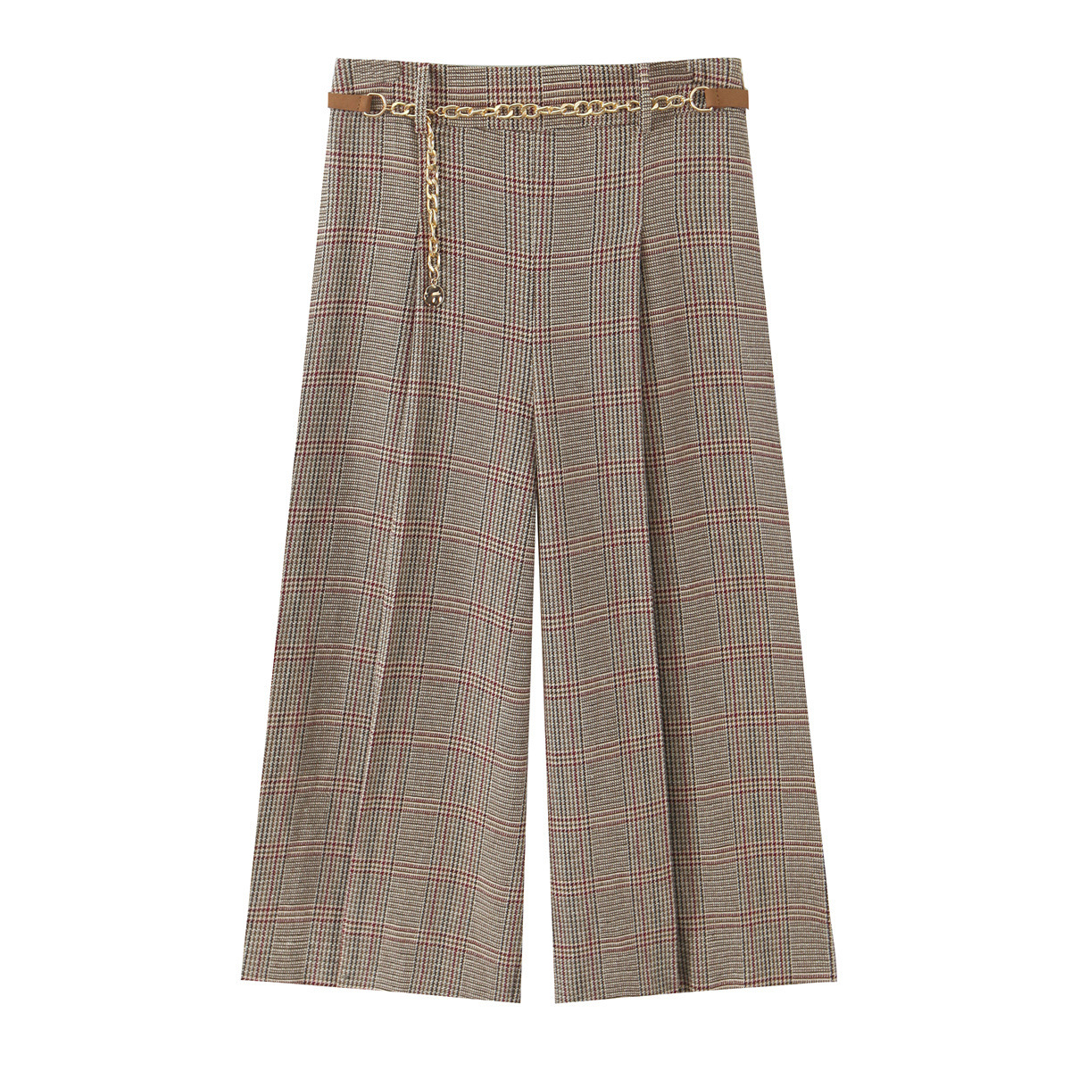 High-Waisted Houndstooth Wide-Leg Shorts