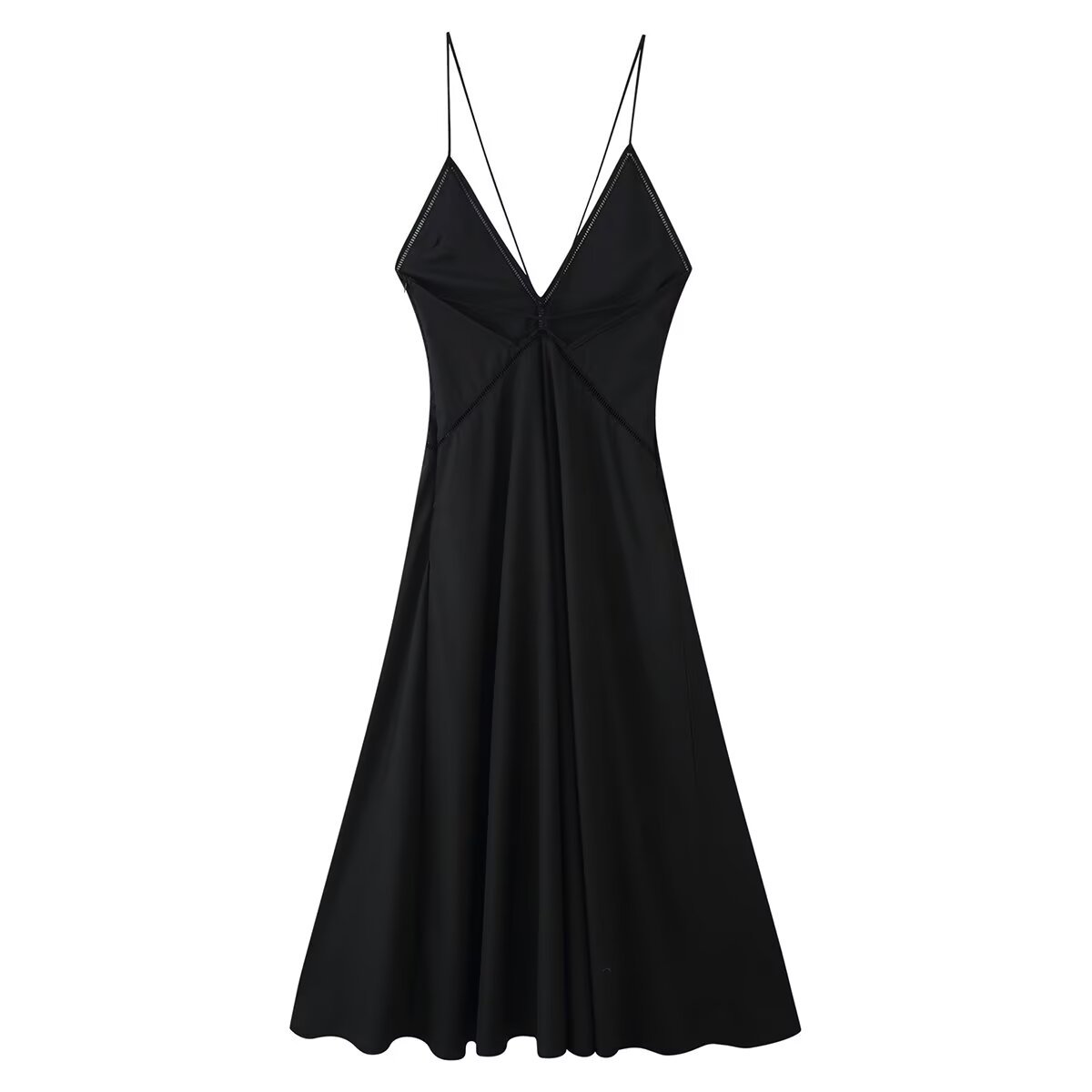 Women's Solid Color V-Neck Sleeveless A-Line Midi Dress