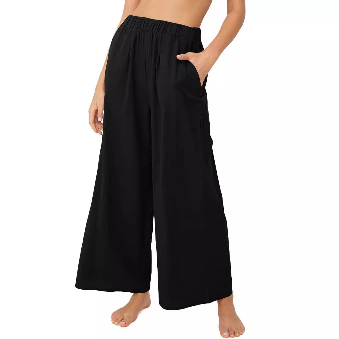 Women's High Waist Wide Leg Casual Pants Solid Color Loose Fit