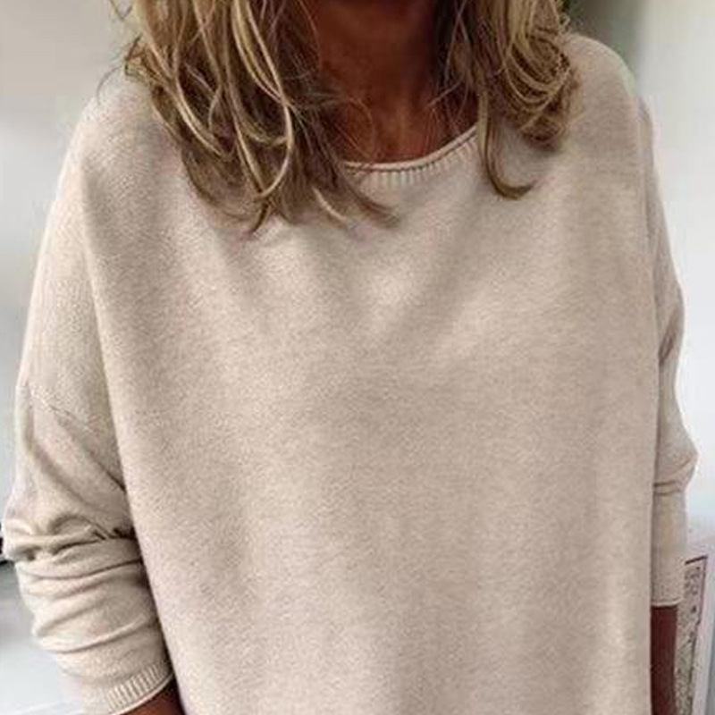 Solid Crewneck Long-Sleeve Pullover Sweater