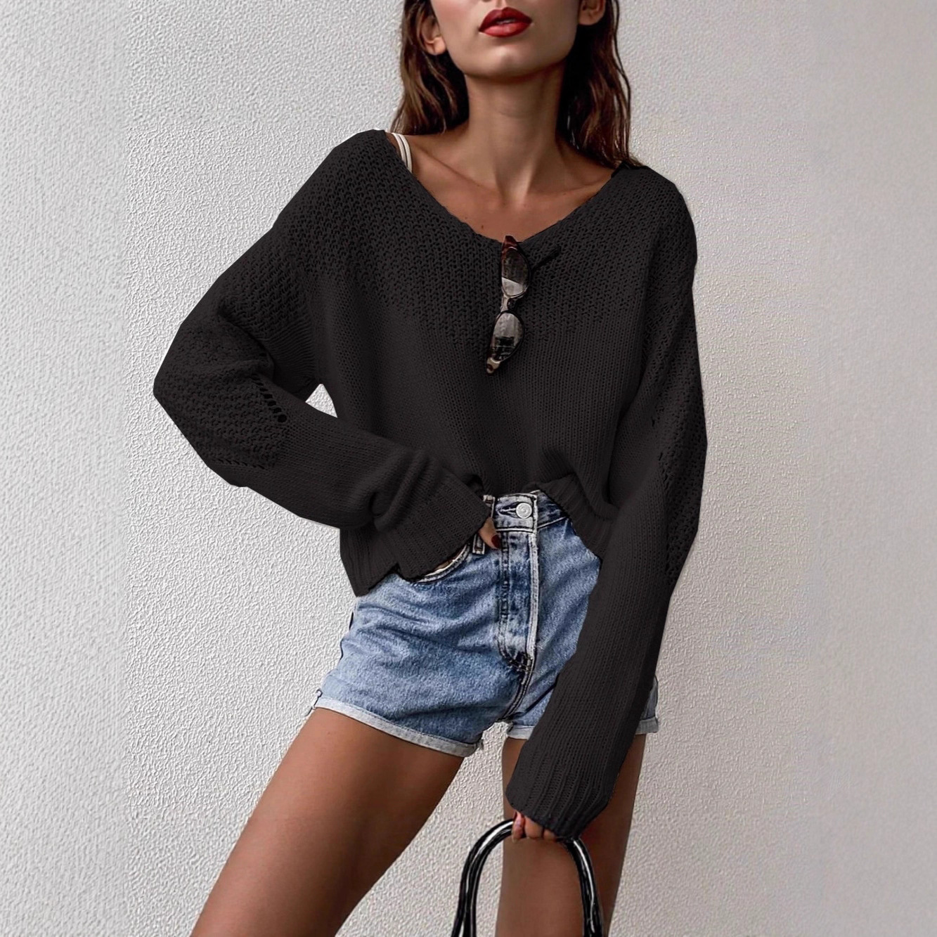 Women's Oversized Drop Shoulder Knit Sweater
