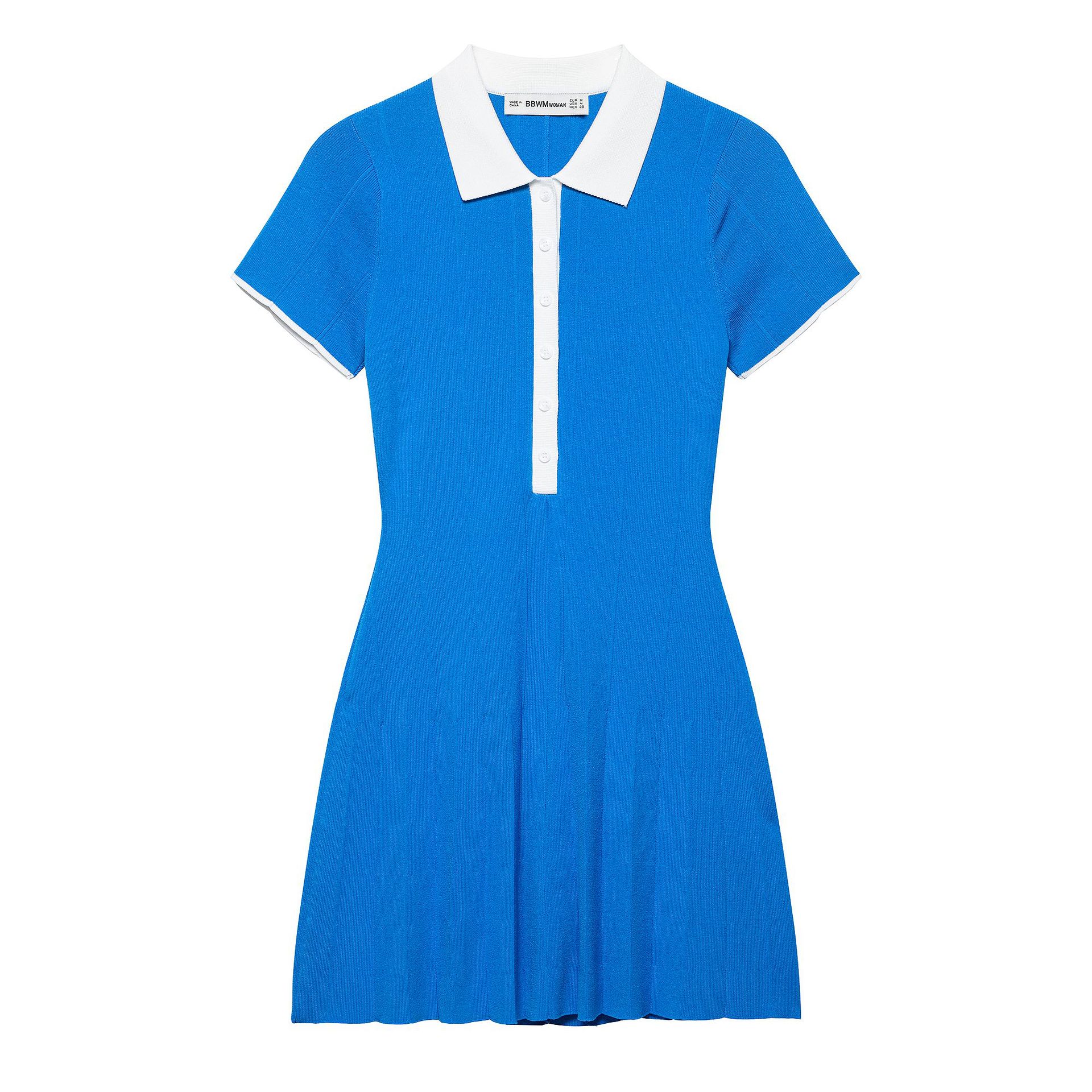 Elegant Knit Shirt Dress with V-Neck and Belt
