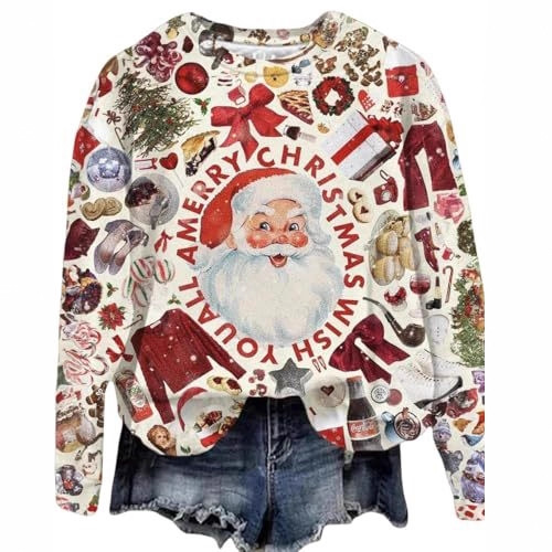 Women's Santa Letter Print Crewneck Sweatshirt