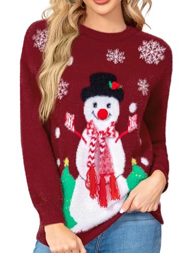 Women's Christmas Snowman Print Crewneck Sweatshirt