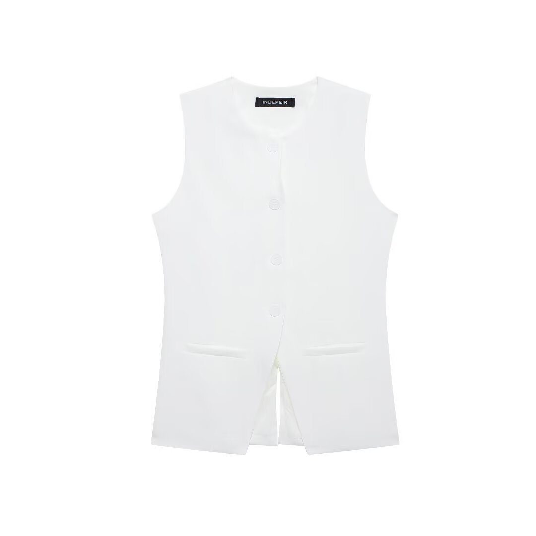 Sleeveless Blazer Vest and High-Waist Shorts Set