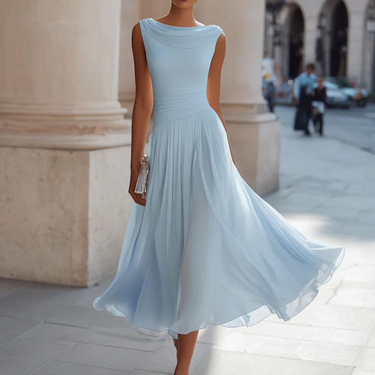 Women's Elegant Solid Color Sleeveless High Waist Maxi Dress