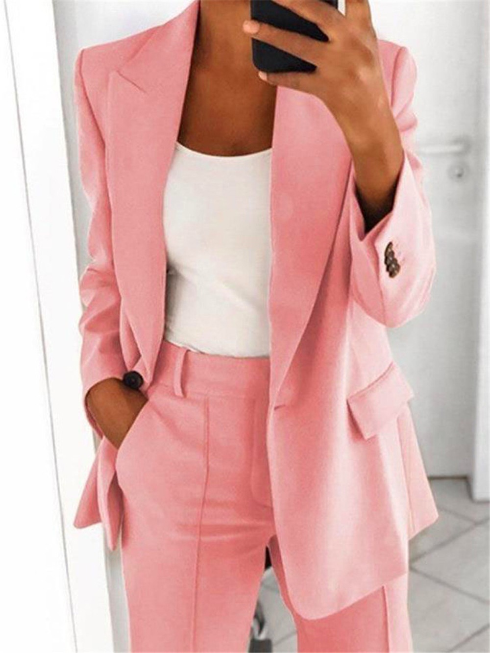2026 New Cross-Border European & American Fall/Winter Women's Commuter Suit Set – Elegant Long-Sleeve Blazer and Pants Two-Piece Set for Women