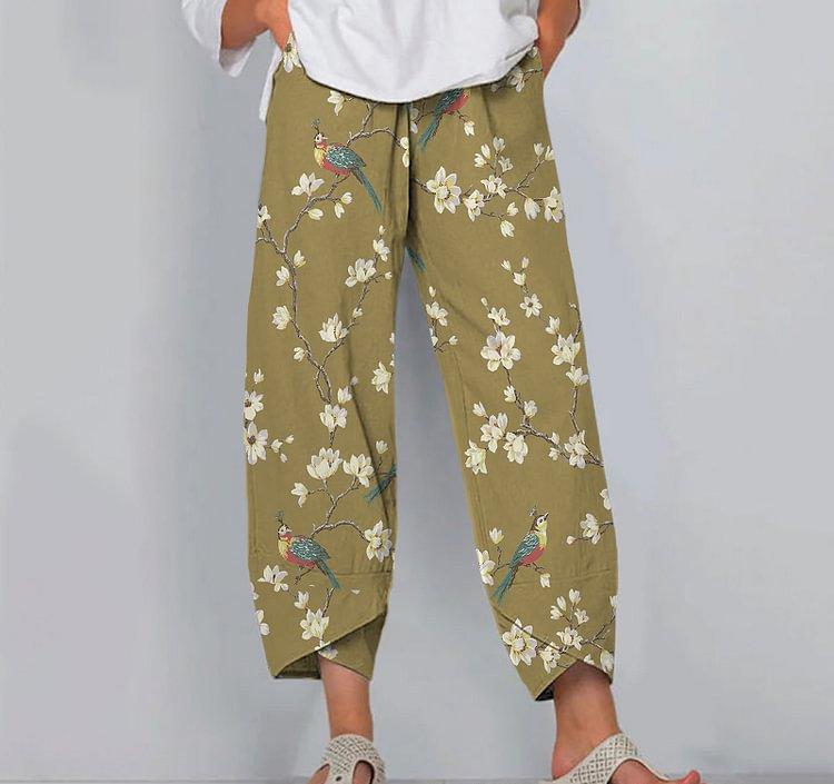 Women's Floral Print Cropped Jogger Pants Casual Multicolor