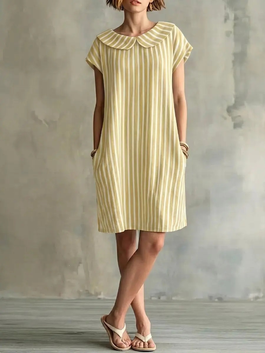 Elegant Striped Print Dress for Women