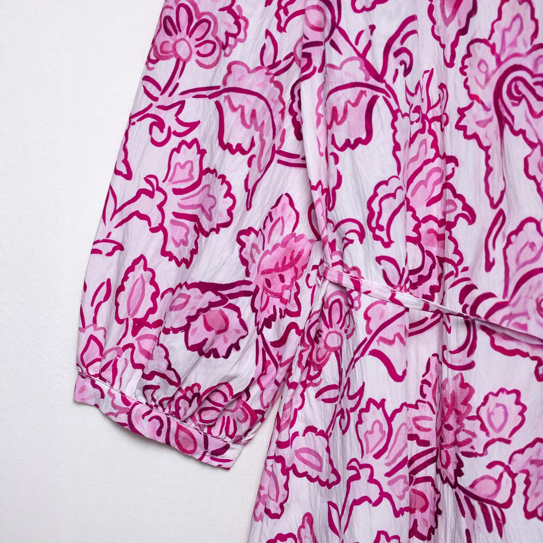 V-Neck Floral Print Tie-Waist A-Line Dress
