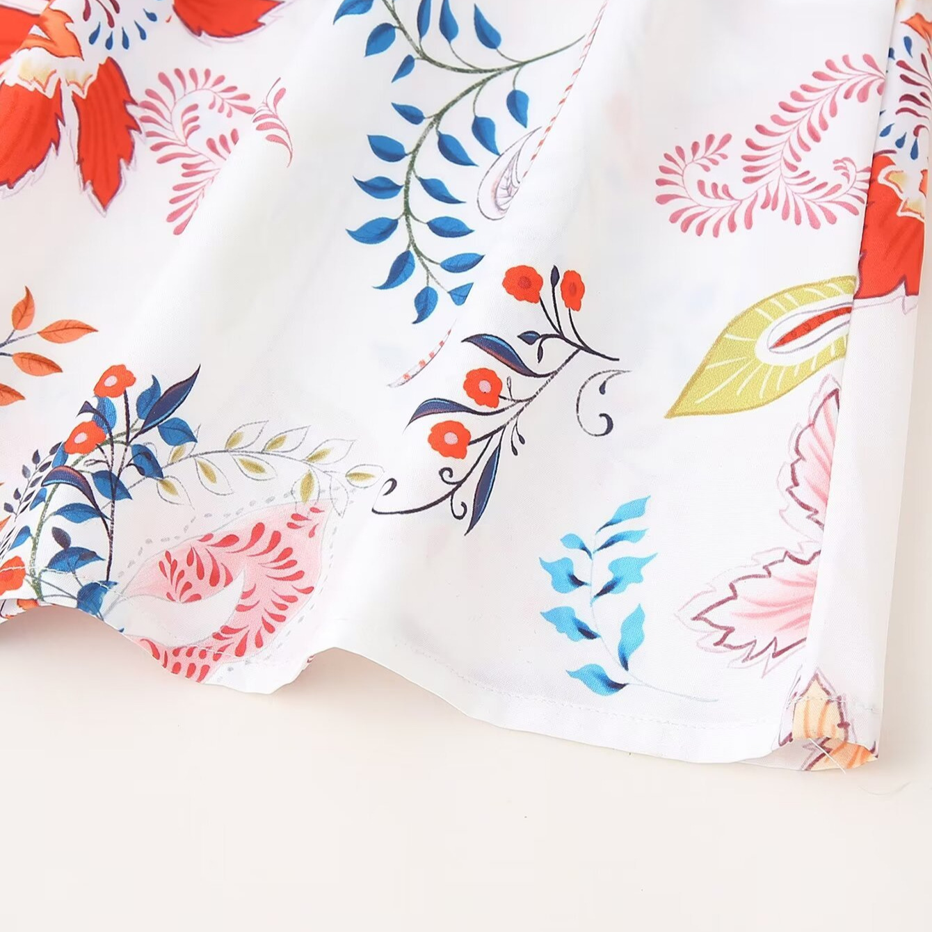 Women's Elegant Printed Long Dress with Short Sleeves and High Waist