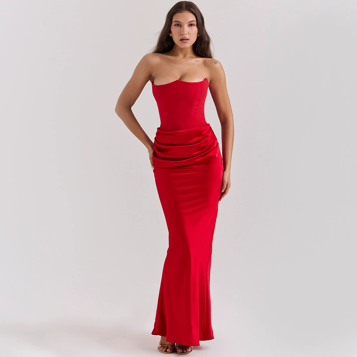Women's Strapless Backless Bodycon Evening Dress