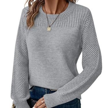 Women's Loose Crewneck Long Sleeve Knit Sweater