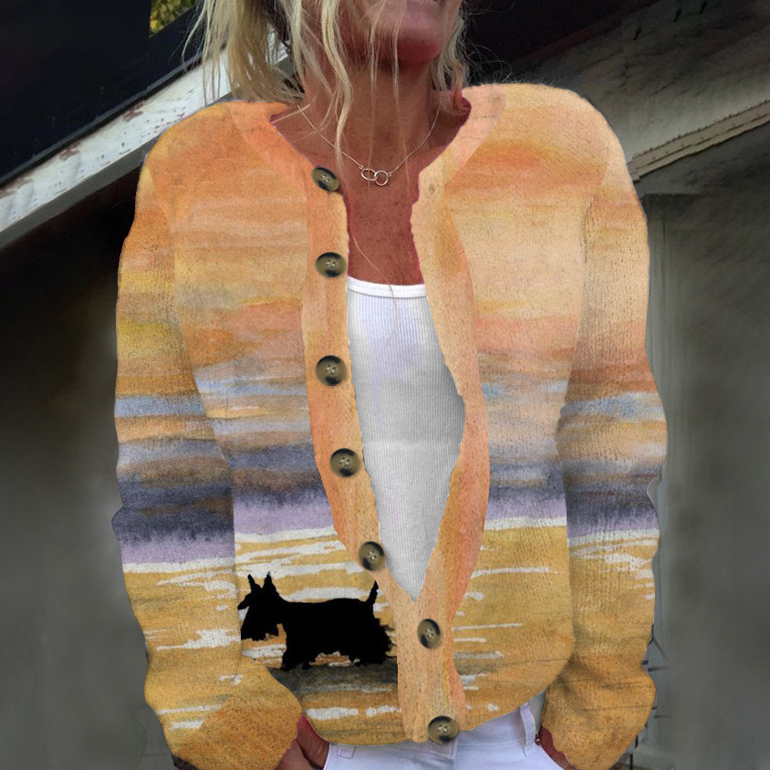 Women's Animal & Botanical Print Button-Down Cardigan