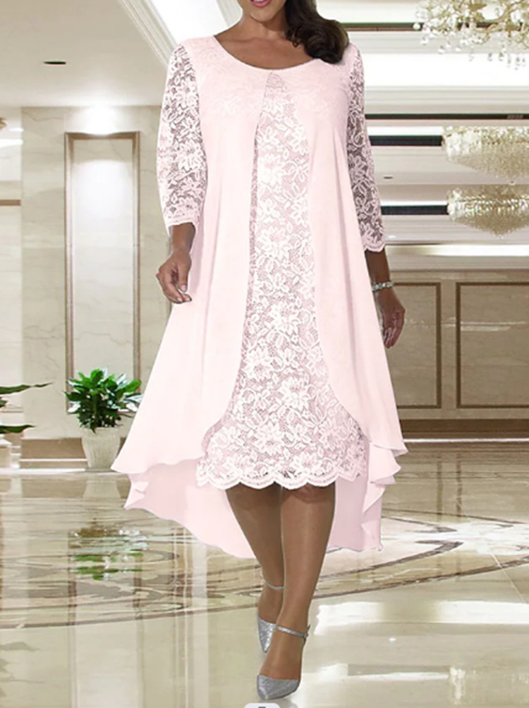 Lace Long Sleeve Chiffon A-Line Bridesmaid Dress