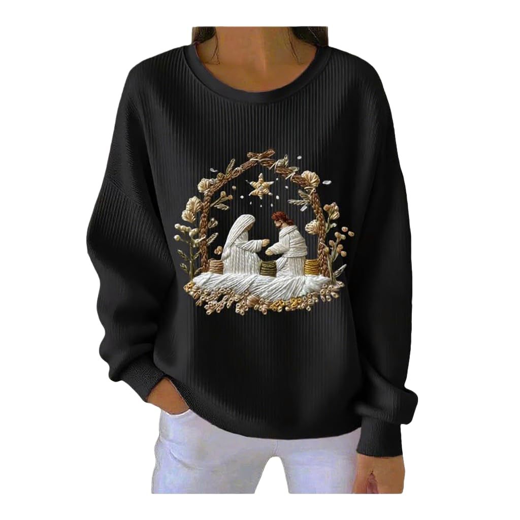 Women's Garden Floral Catholic Print Crewneck Sweatshirt
