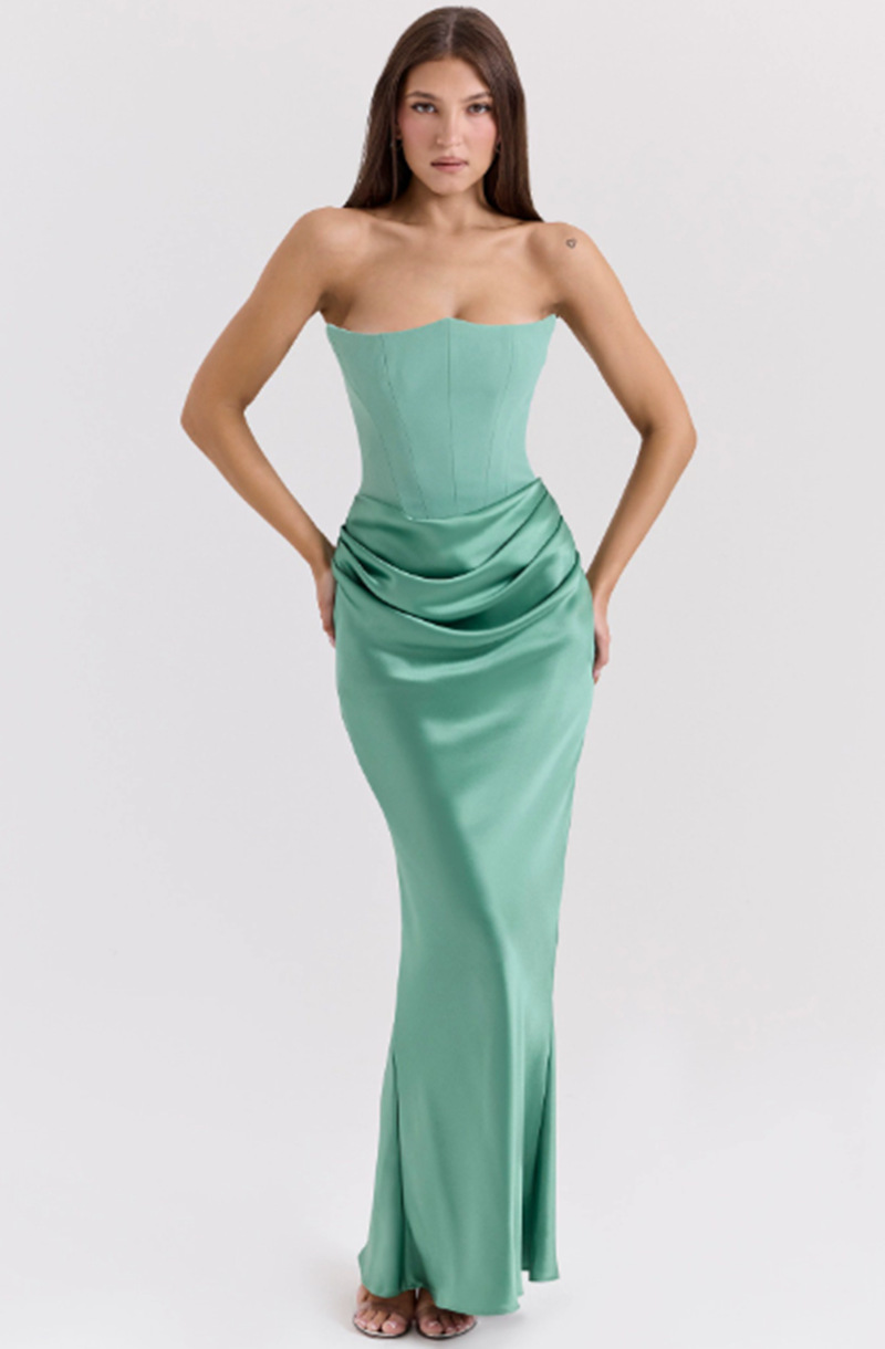 Women's Strapless Backless Bodycon Evening Dress