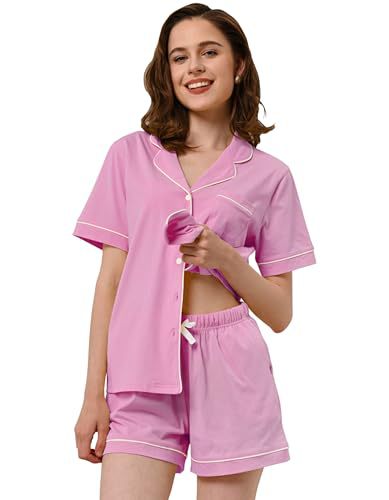 Women's Cuban Collar Short Sleeve Button Lounge Set
