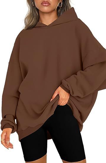 Women's Oversized Fleece-Lined Hooded Pullover Sweatshirt