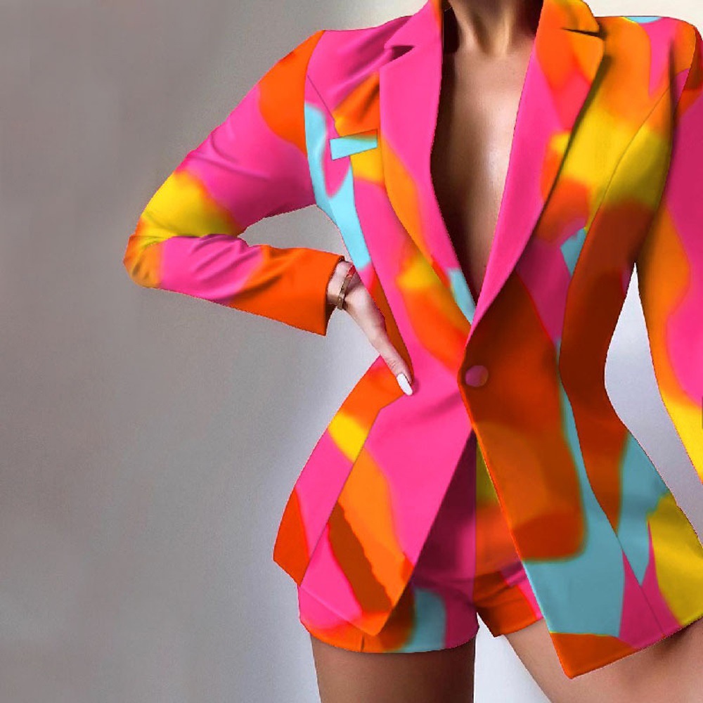 Women's Slim-Fit Two-Piece Blazer and Shorts Suit