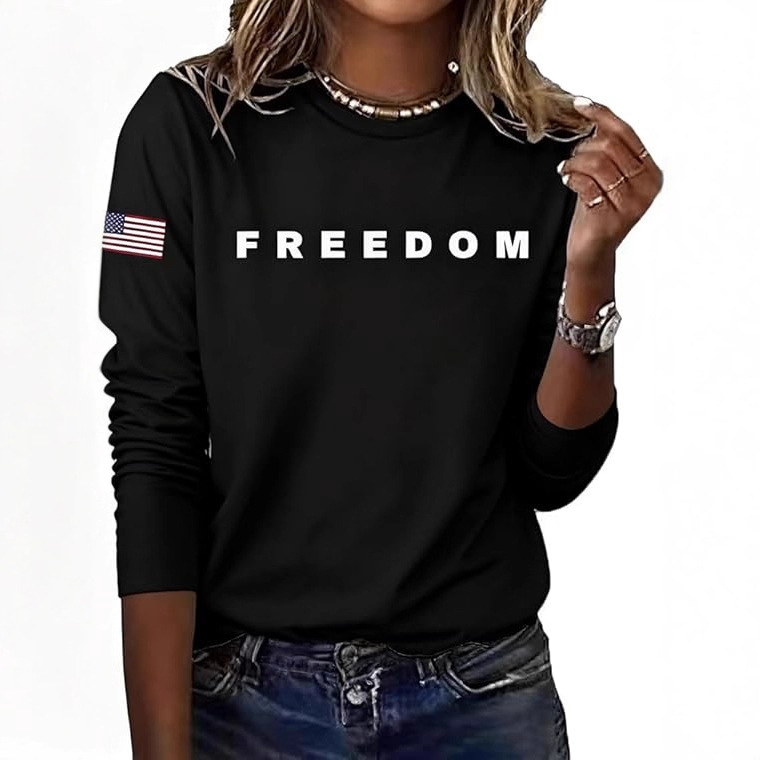 FREEDOM Letter Flag Women's Crewneck Sweatshirt