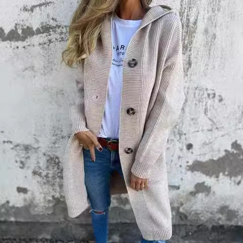 Women's Mid-Length Casual Knit Cardigan Sweater