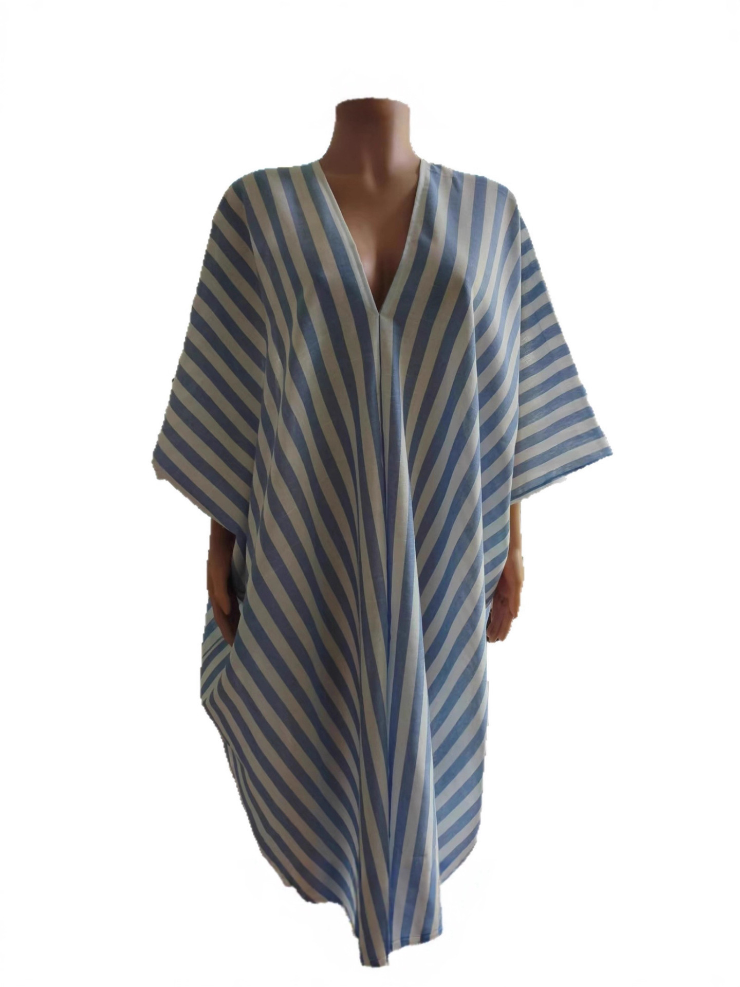 Women's Striped V-Neck Long Casual Dress