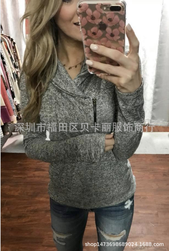 Women's Long Sleeve Half-Zip Hooded Knit Sweater Jacket
